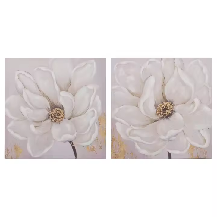 Set 2 Lienzos Flores 40% Pintado A Mano 60x3x60 Cm - 1