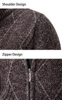 Chaqueta De Punto Para Hombre Invierno 2024 Cuello Erguido Gruesa Y Cálida Cardigan Zip up Estilo Coreano Casual - details 7