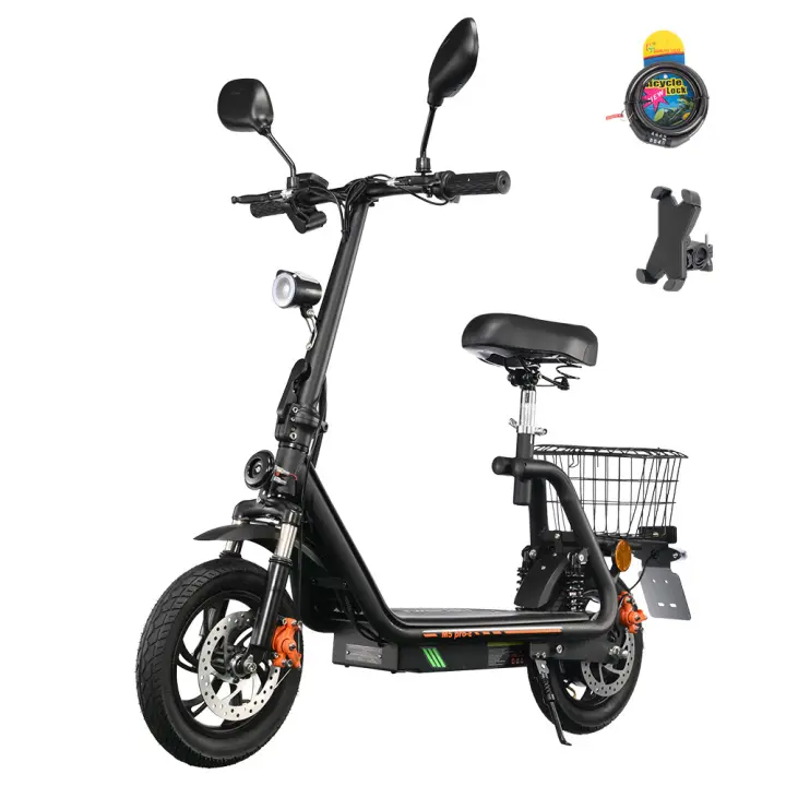 Scooter Eléctrico TWOFISH M5 PRO-E Certificado EEC con Asiento y Cesta Trasera, Motor de 500W, Batería de 48V 13Ah, Neumáticos de 12 pulgadas, Velocidad Máxima de 40 km/h, Autonomía de 30 km, Frenos de Disco Duales, Amortiguadores Delanteros y Traseros - 1