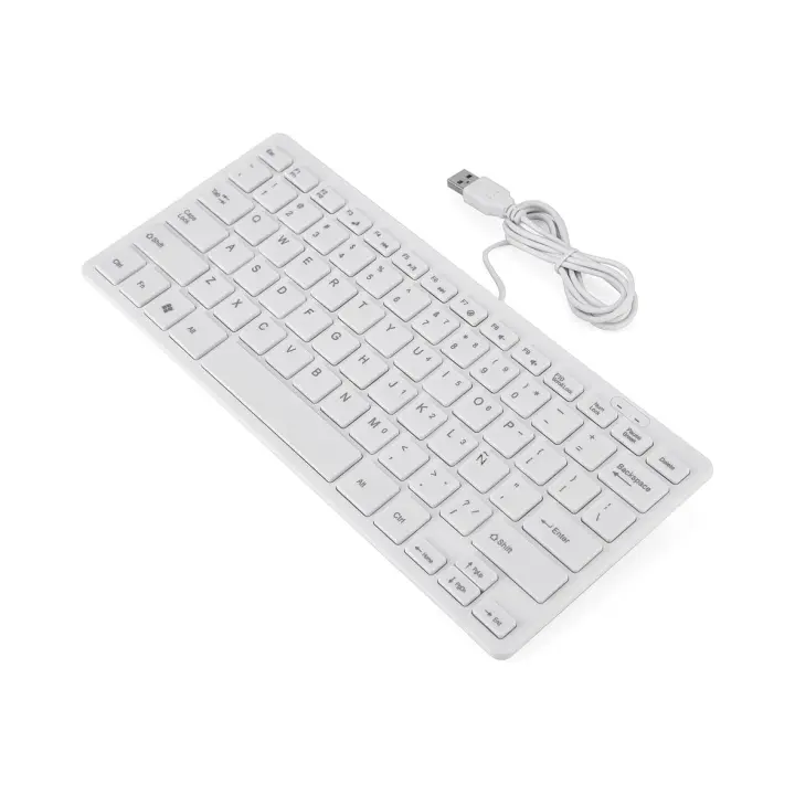 Teclado Español with Cable Ultrafino, Blanco or Negro with Conexión USB de 78 Teclas, Plug and Play, Robust y Silencioso Teclado portátil para Juegos de Oficina - 1