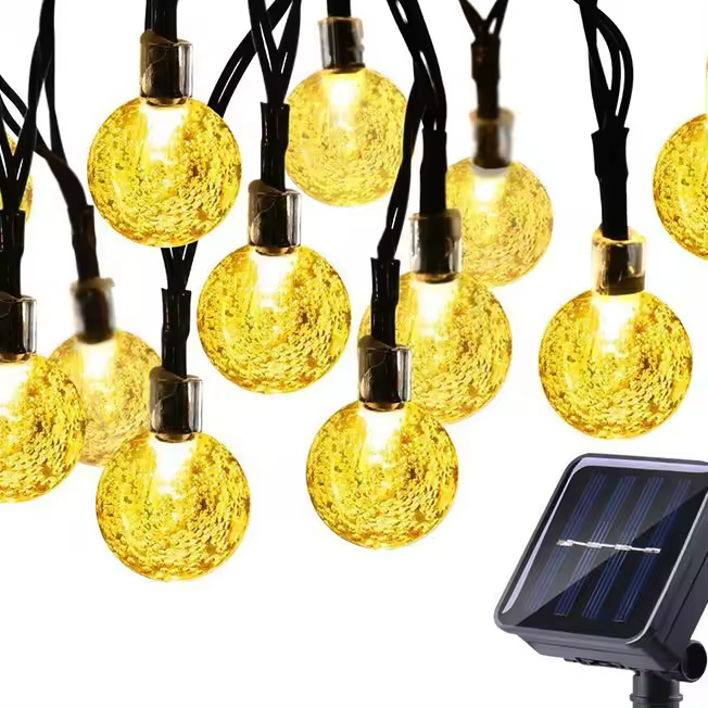 Guirnalda de luces solares, Hoteril 50 luces LED para exteriores, bolas de cristal IP65 a prueba de agua, 8 modos de luz para interior, exterior, hogar, jardín, fiesta, patio, fiesta - 1