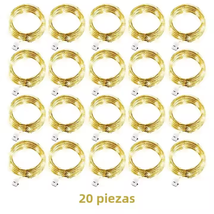 20 Pack Luces De Hilo De Hada 20LED 2M De Cobre Plateado Luzes Alimentadas Por Batería Para Decoración De Bodas Fiesta Navidad - 1