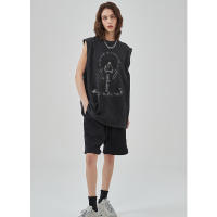 Top De Tanque Vintage Y2K Para Hombres Y Mujeres 100% Algodón Negro Estilo Hip Hop Punk Rock Sin Mangas Camisetas Góticas - details 3