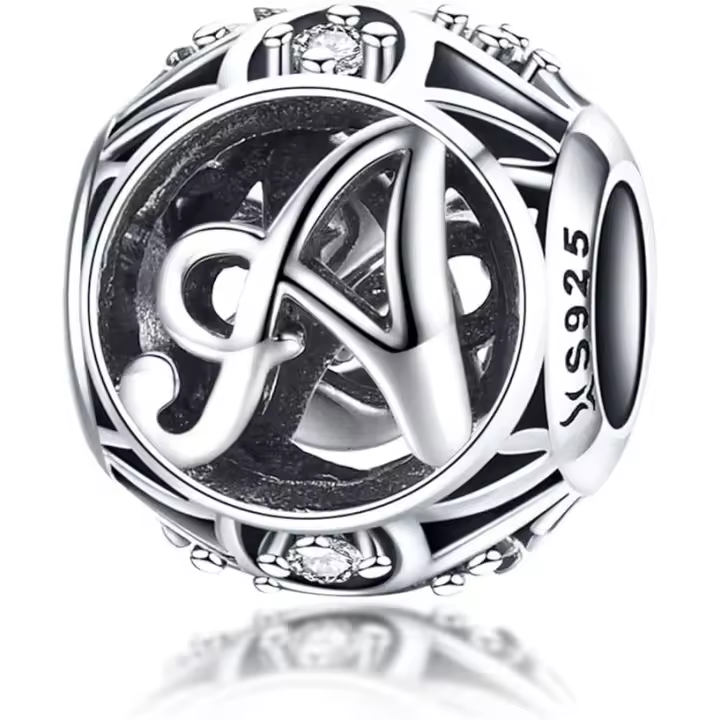 Colgante de plata de ley 925 con inicial de letra del alfabeto A-Z para mujer, varios dijes (letra A) - 1