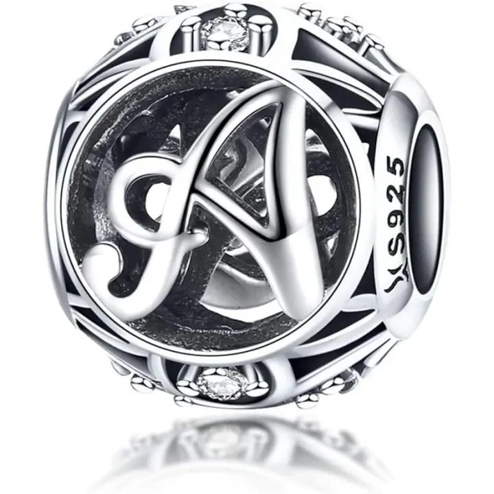 Colgante de plata de ley 925 con inicial de letra del alfabeto A-Z para mujer, varios dijes (letra A) - 1