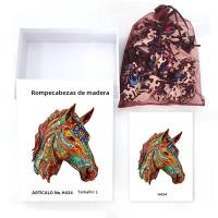 Puzzle De Madera En Forma De Caballo Colorido Juego Interactivo Para Familia Regalo Elegante Para Adultos Mayores Irregular - details 8