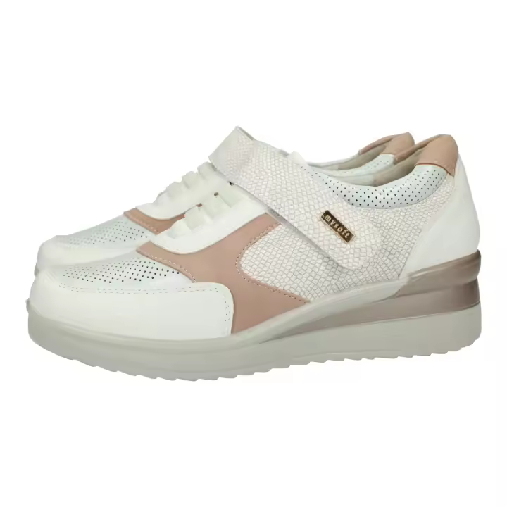 Deportivos marca MYSOFT para mujer en color blanco. Deprotivas de mujer, en piel sintetica, cómodas, plantilla extraible, moda mujer casual - 1