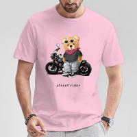 Camiseta De Algodón 100% Para Hombres Estampada De Caballero Callejero Y Oso Casual Manga Corta Verano Tallas S a 5XL - details 7