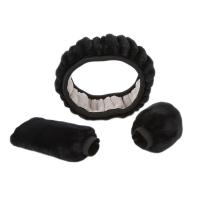 Cubierta De Volante Y Freno De Mano Para Coche En Peluche Gruesa Y Suave Decorativa Protectora Para Hombres Y Mujeres Color Negro Rosa - details 16