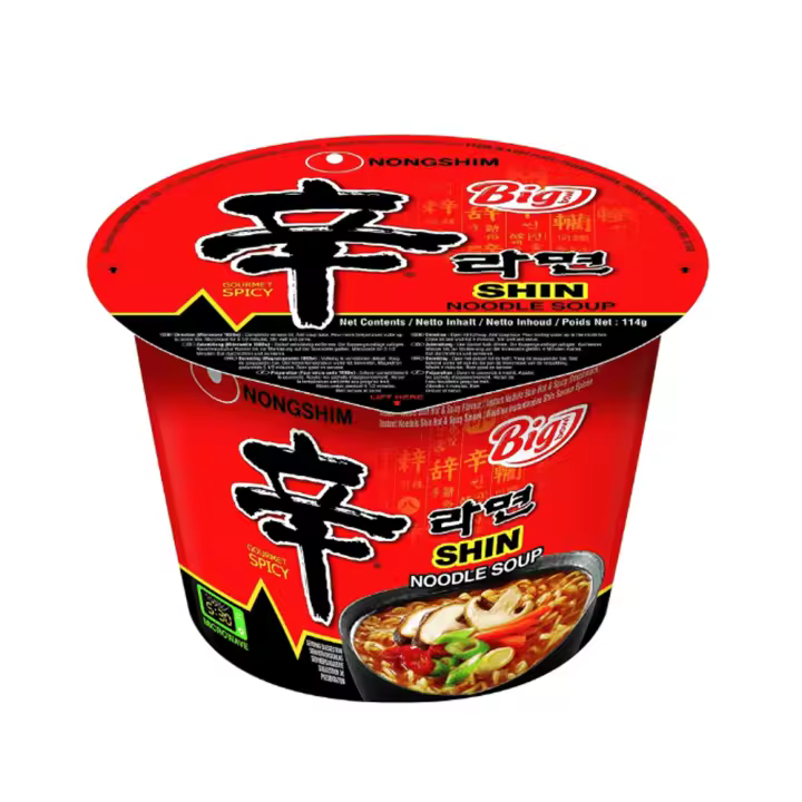 ASIAMARKET Nongshim Fideos Ramen Coreanos Fideos Instantáneos Shin Ramyu Picante  Big Bowl en Vaso 114 grs. - 500 ml, Ramen Tradicional Coreano (Ramyun), Facil Para Llevar, El Ramen más vendido del Mundo, 1 o 3, Enviado Desde España. - 1