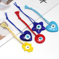 Lucky Eye Glass Drop Aceite Turco Mal De Ojo Colgante De Corazón De Mano De Fatima Para Puerta De Cuerda Tejida Joyería Para Hombres Y Mujeres Llavero De Moda - details 2
