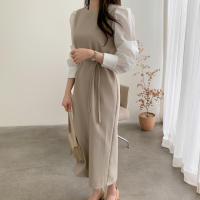 Vestido Wrap Vintage REALEFT Para Mujer Con Cinturón Manga Larga Cuello Redondo Adecuado Para Oficina Estilo Elegante Talla Regular Longitud De Pierna - details 13