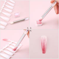 Cepillo De Arte De Uñas Con Mango De Acrílico Para Mezcla Suave Sombreado Y Detalles En Ombre Gradient Redondo En Rosa Y Transparente - details 5