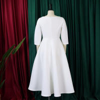 Vestido Elegante Para Mujer 2024 Moderno Cuello Redondo Tres Cuartos Ajustado a La Cadera A-Line Midi Fiesta Cumpleaños Cena Boda - details 10