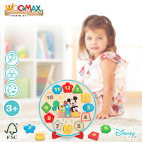 WOOMAX - Reloj didáctico de madera Disney Baby 30 cm, 15 piezas encajables, Mickey y Pluto, juguete educativo para aprender las horas, colores y formas, juega y aprende, +3 años - details 4