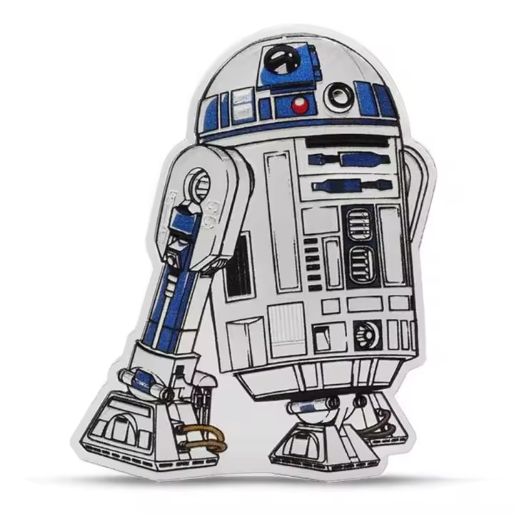 R2-D2 Star Wars Droids Shaped 1 Oz Moneda Plata 2 $ Niue 2025 - 1