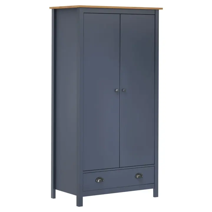 vidaXL Armario de 2 puertas Hill madera maciza pino gris 89x50x170cm - 1