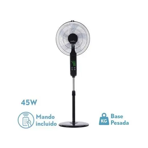 FABRILAMP Ventilador de Pie Rodium Negro 45W Oscilante Táctil - Potente y Silencioso - 1