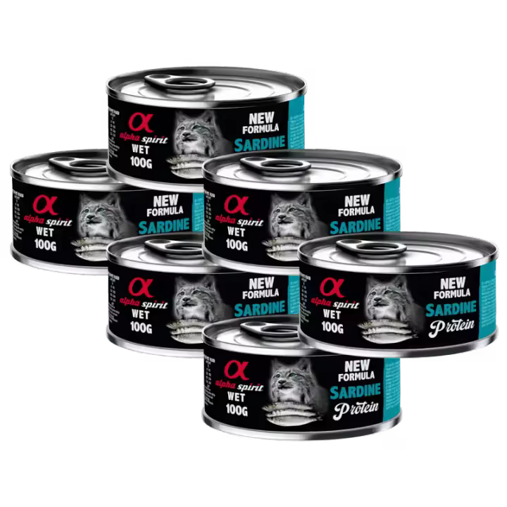 Alpha Spirit Comida Húmeda para Gato en Lata Sabor Sardina – Alimento Natural Sin Cereales Rico en Omega 3 - 1