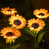 1PC Luces Solares De Girasol Para Exterior Decorativas Con 3 LED Luz Amarilla Impermeables Para Patio Jardín Instalación Auto-Contenida - details 0