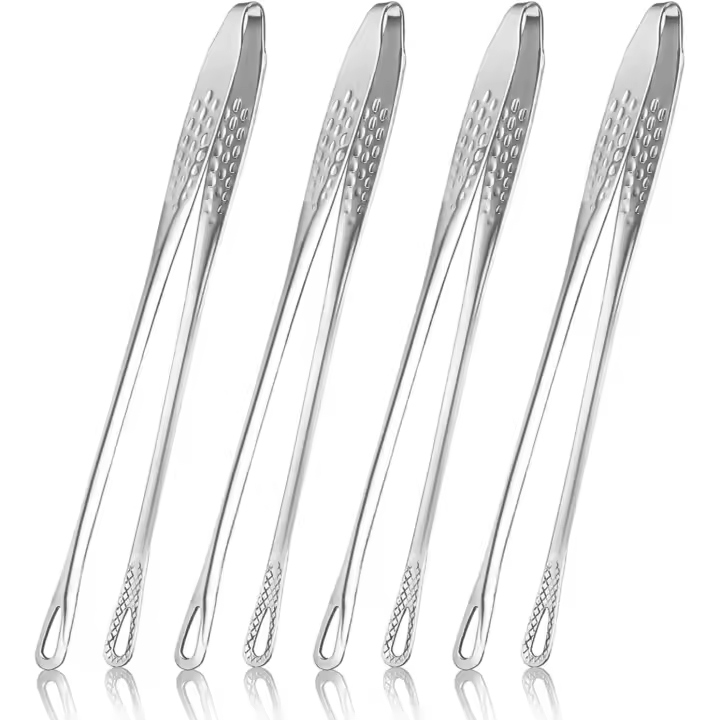 PORCHEDDU Paquete de 4 pinzas de cocina de 9,5 pulgadas, pinzas para barbacoa, pinzas para barbacoa, pinzas de cocina de Maple inoxidable, pinzas de cocina Para Cocinar, pinzas para asar al Aire Libre - 1