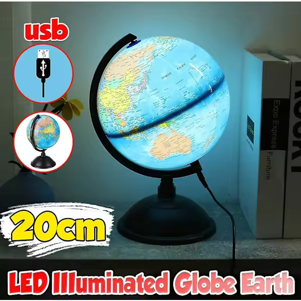 Globe Iluminado with USB, estudio, juego y aprizaje (Fmy) Globo terráqueo giratorio with Luz LED - 1