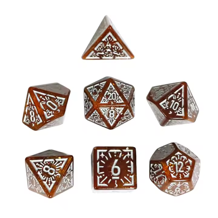 Juego De Dados TRPG Clásico 7 Piezas Tablero De Alivio De Runas Transparentes Para Juegos De Mesa Y RPG Poliedros - 1