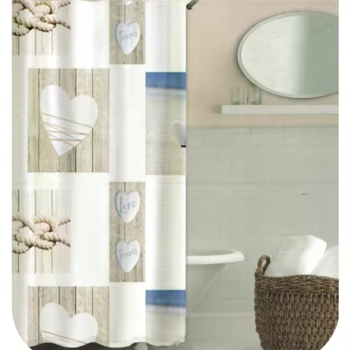 NQT Cortina de Ducha/Baño Impermeable Antimoho EVA Resistente Incluye 12 Ganchos Multi Tamaño Y Diseño - 1