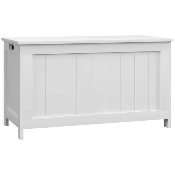 HOMCOM Cofre, Caja de almacenamiento, Caja de cojín con asa, Cofre de electrodomésticos con tapa, para salón, Dormitorio, Blanco, 81 x 40 x 46 cm - 1