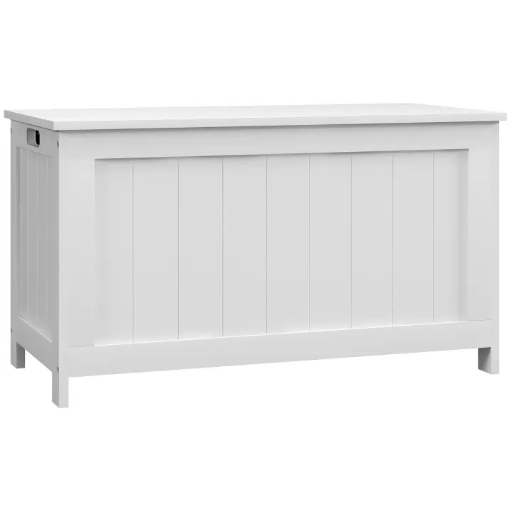 HOMCOM Cofre, Caja de almacenamiento, Caja de cojín con asa, Cofre de electrodomésticos con tapa, para salón, Dormitorio, Blanco, 81 x 40 x 46 cm - 1