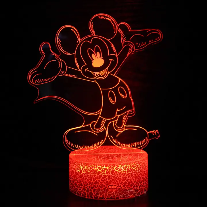 Lámpara Nocturna 3D Mickey Mouse Clubhouse LED Cambio De Color En 16 Tones Decoración Para Dormitorio Juguetes Regalo De Cumpleaños Para Niños - 1