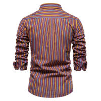 Camisas básicas que combinan con todo para hombre, camisas de algodón de manga larga a rayas a la moda, tops para hombre, novedad de otoño - details 2