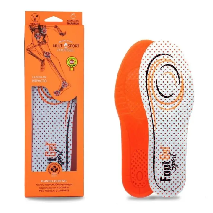 Plantilla footgel MULSTISPORT, indicada para ALIVIAR y PREVENIR el DOLOR en la cadena de impactos en los jugadores de balonmano, volleybol, caminatas en suelo duro, para niños y adultos - 1