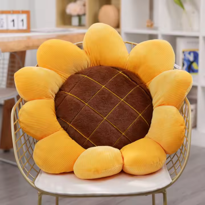Cojín De Almohada Lindo En Forma De Girasol De Dibujos Animados Suave Almohadilla De Cojín Para Coche Y Escuela Regalo De Cumpleaños Textil Doméstico - 1