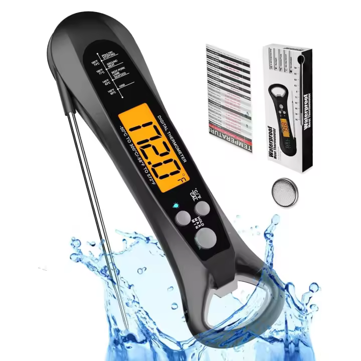 Termómetro Cocina, Thermometer Meat Digital Lectura Instantánea,Termómetro de Parrilla Termómetro Alimentos con Sonda Larga para Carne, Barbacoa, Comida, Liquidos, Aceite - 1