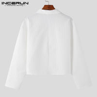 Blazer Casual Para Hombre Estilo Coreano INCERUN Texturizado Corto Para Fiestas De Color Sólido Talla S-5XL Moda Transversal - details 11