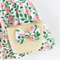 Conjunto De Vestido Y Bolso Para Bebé Niña Verano Estampado De Flores Sin Mangas Cuello Alto Princesa Ropa Infantil Talla True Fit - details 8