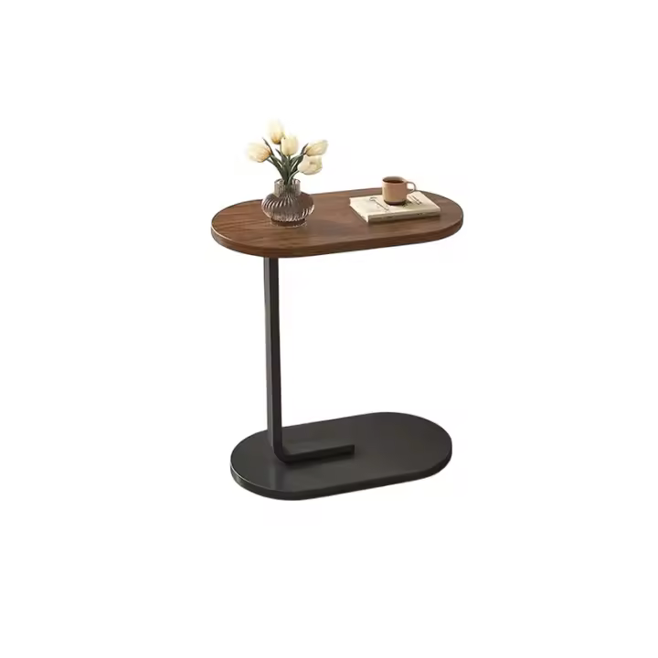 Mesa auxiliar en forma de C, mesas auxiliares con estructura de metal para sofá, mesa pequeña con bandeja de TV para sala de estar y dormitorio, rústica moderna (Size : 45x28x61cm) - 1