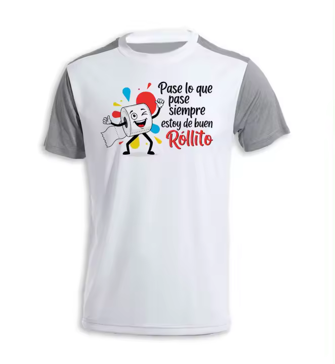 MERCHANDMANIA CAMISETA bicolor frase graciosa buen rollo positivo alegria tshirt - 1
