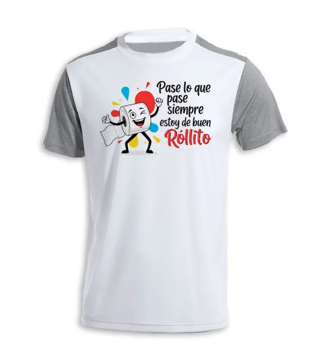 MERCHANDMANIA CAMISETA bicolor frase graciosa buen rollo positivo alegria tshirt - 1