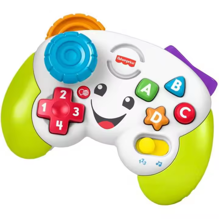 Fisher-Price Ríe y Aprende Mi Primer Mando de Consola, Juguete de Aprendizaje con Luces y Sonidos para bebé +6 Meses, versión español + portugués + Italiano + inglés (HHX11) - 1