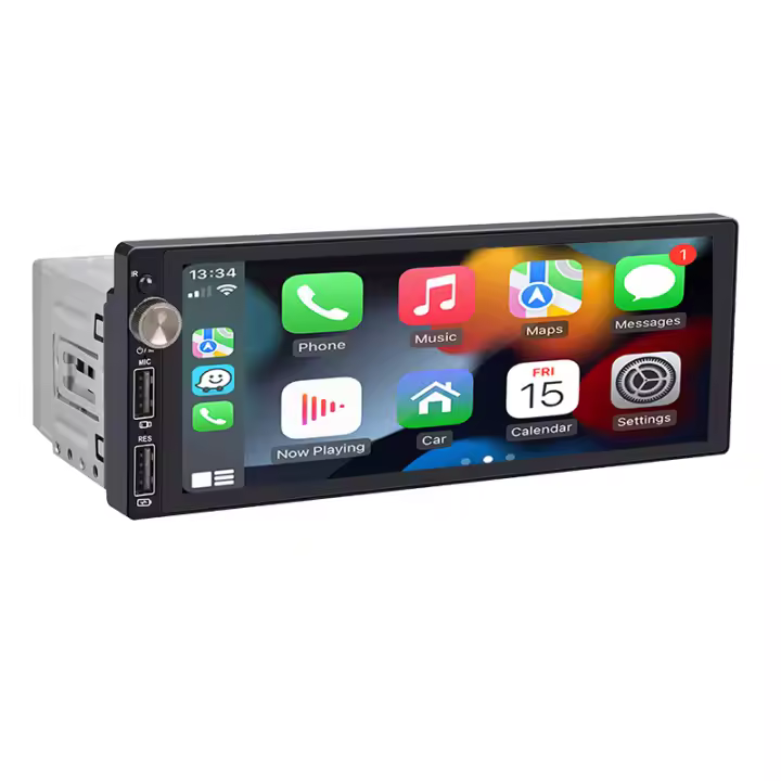 Radio De Coche Universal 6.9" QLED 1DIN Con Android Auto Y Wireless Carplay Multimedia Stereo MP5 Bluetooth USB FM Cámara Para Apple - 1