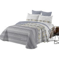 Funda de cama de rayas grises con 2 fundas de almohada, 135 camas/150 camas se pueden usar en ambos lados, que es resistente a la suciedad y fácil de limpiar - details 1