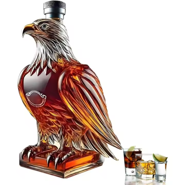 Fanyil Eaglory, botella de whisky con forma de águila de 350 ml, Libiyi Fanyil Eaglory, decantador de vidrio único para whisky, decoración de bar familiar, botella de vino para amantes del whisky (1 unidad) - 1