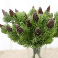 Planta Artificial De Pino Verde Con Falsa Hierba Y Flores Para Familia Boda Oficina Accesorios DIY Arreglo Floral Falso - details 4
