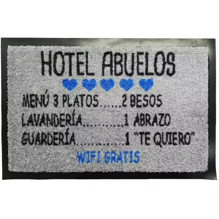 PASO, FELPUDO REGALO ORIGINAL, SIMPATICO, DIVERTIDO, DURADERO, LAVABLE, ANTIDESLIZANTE HOTEL ABUELOS WIFI, GRIS - 1
