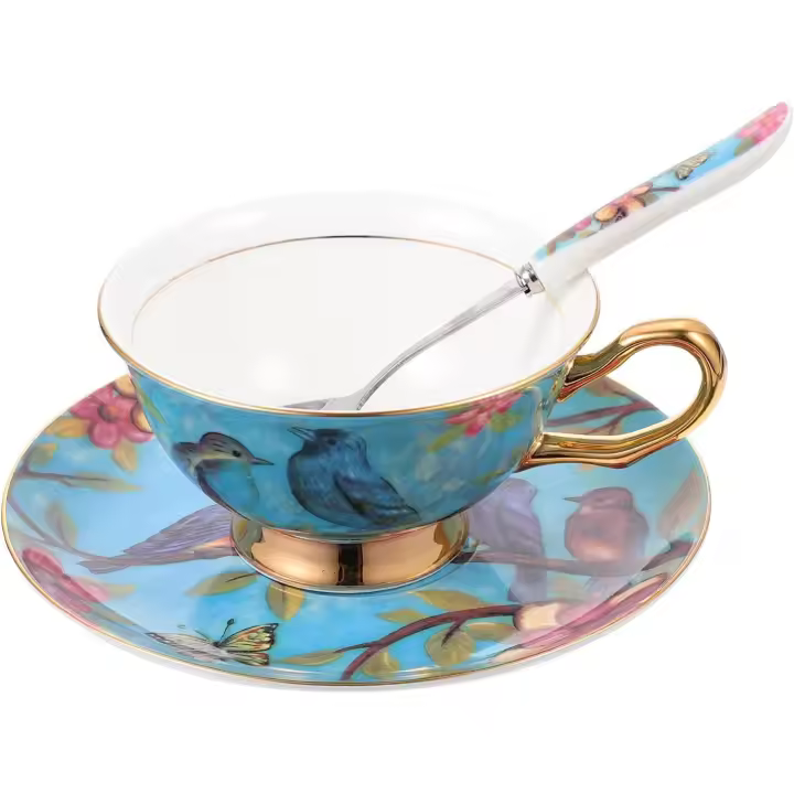 &; Taza de Porcelana de café con platillo y Cazo de Cerámica Espresso Cappuccino Mocha Taza de té Leche Taza de Agua Potable - 1
