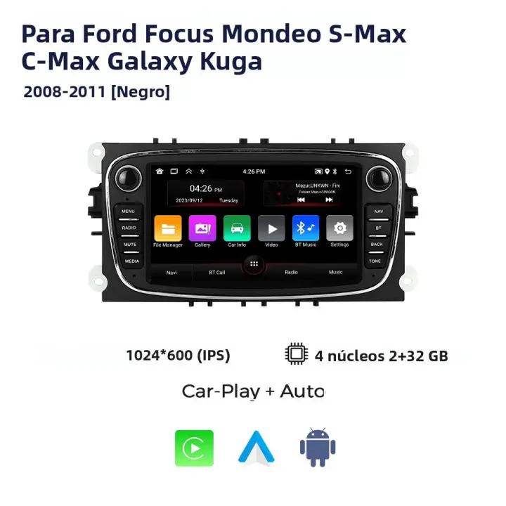 MEKEDE Radio De Coche Con Carplay GPS Navegación Para Ford Focus S-Max Mondeo Galaxy C-Max Estéreo Multimedia MP5 Sin CD Touch Screen 7 Pulgadas - 1