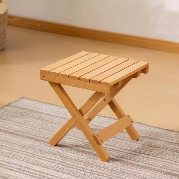 Taburete Plegable Para Exteriores Pequeño Y Portátil Mesa Lateral De Madera Para Salón De Estar Y Uso Doméstico - 1