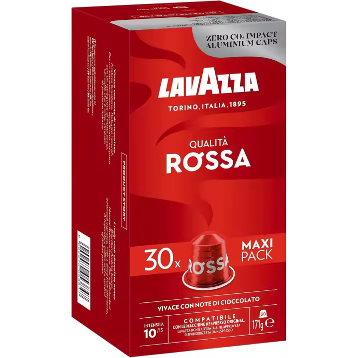 Lavazza Qualitá Rossa 60 Cápsulas Compatibles con las Máquinas de Nespresso* Café Original, con Notas Aromáticas de Chocolate y Frutos Secos, Arábica y Robusta, Intensidad 10/13, Tueste Medio, 2 Paquetes de 30 Capsulas - 1